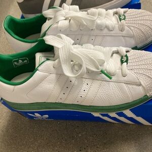 Limited Edition Adidas White Green Superstar II Size 10